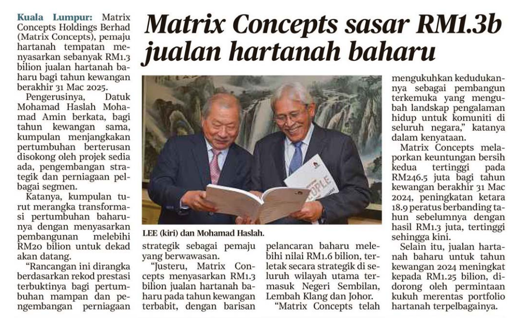 Harian Metro August Matrix Concepts Sasar Rm Billion