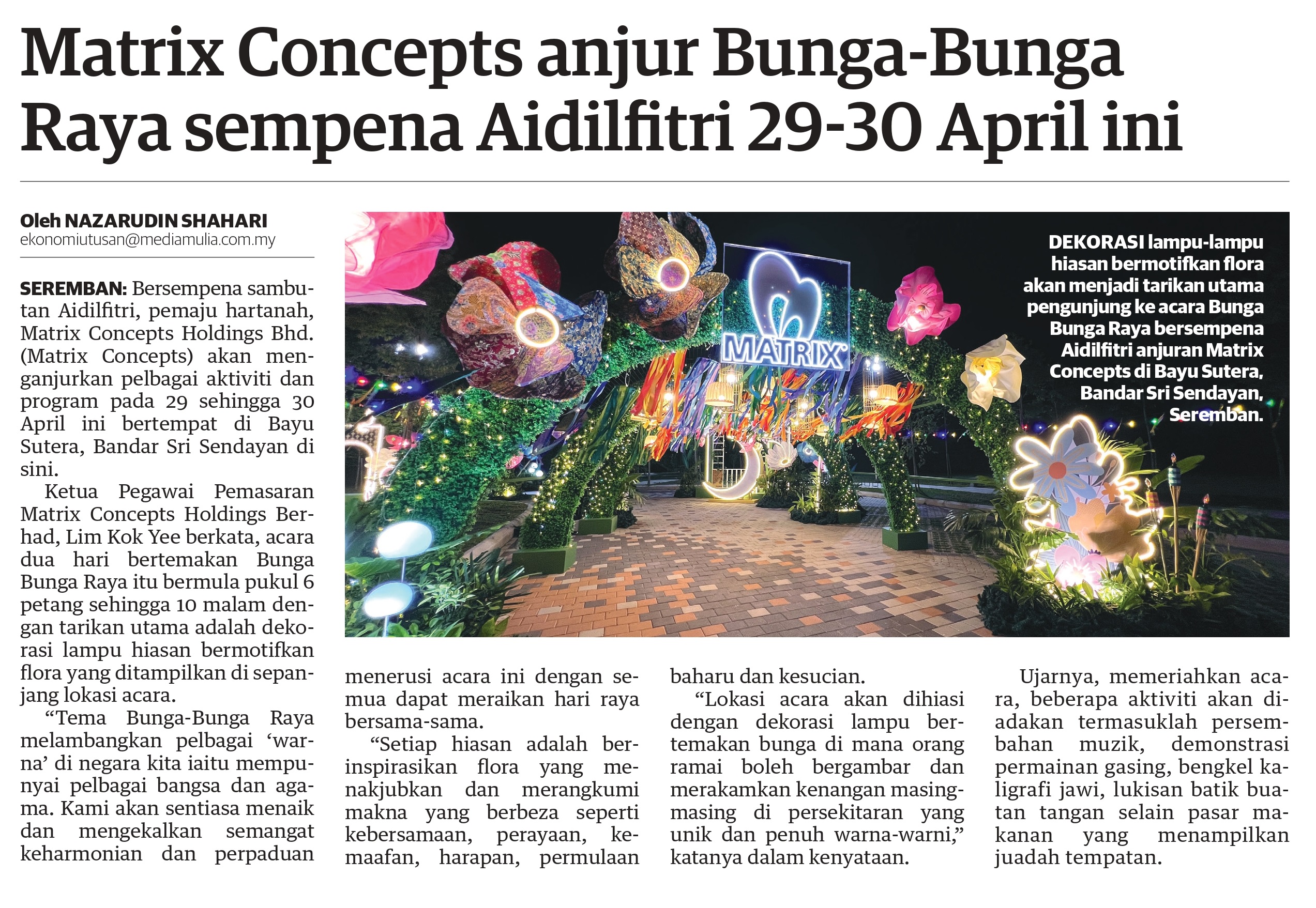 Utusan Malaysia April Matrix Concepts Anjur Bunga Bunga