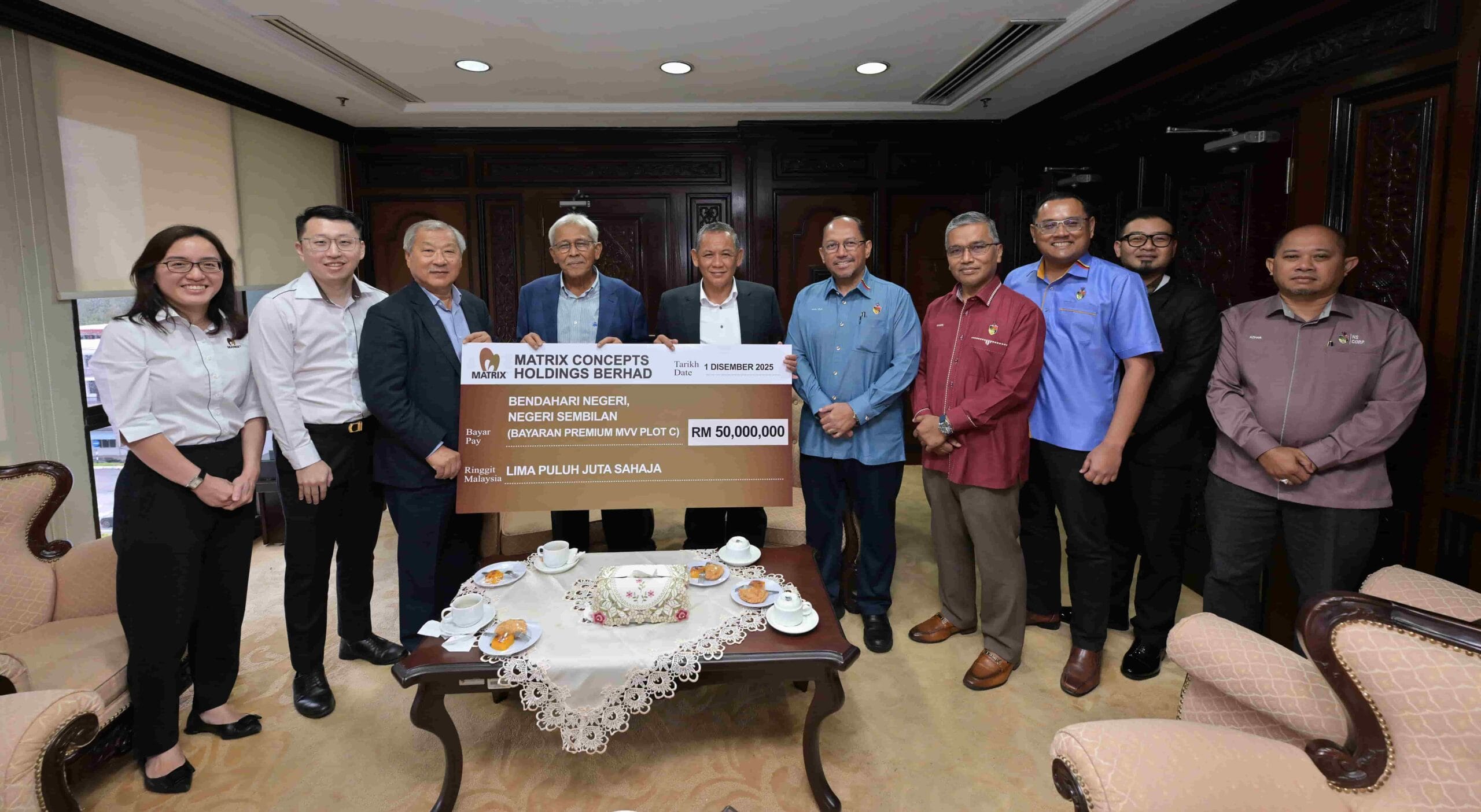 Matrix Concepts hands over RM50mil premium to Negri Sembilan for Malaysia Vision Valley