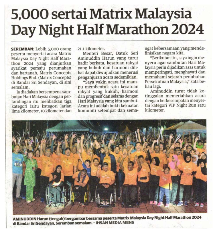 [Utusan Malaysia] 16 September 2024 5,000 sertai Matrix Malaysia